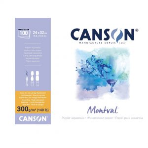 Canson - Montval 24x32 cm 300 gsm akvarellpapir (12 ark)