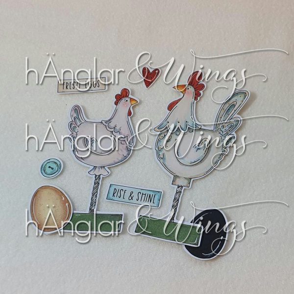 hÄnglar & Wings - A6 Clear Stamps - Tupp & Höna - Bilde 2