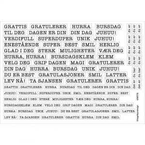 Hege Foyn Design - Klistremerker - Grattis - hvit