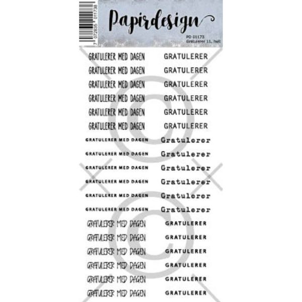 Papirdesign - Klistremerker - Gratulerer 11, hvit