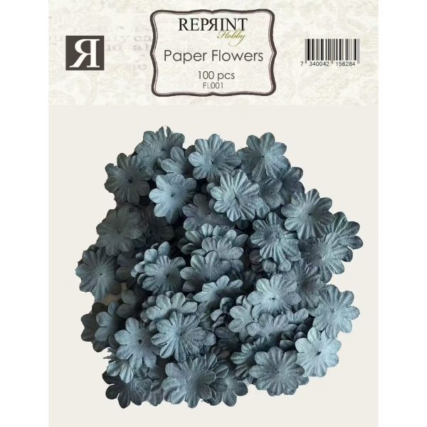 Reprint - Mini papirblomster - Blå