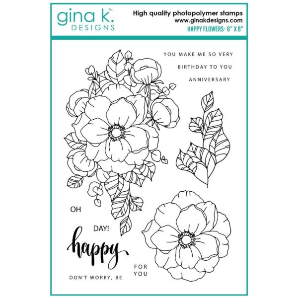 Gina K. Designs - Happy Flowers Stamp & Die Bundle - Bilde 5