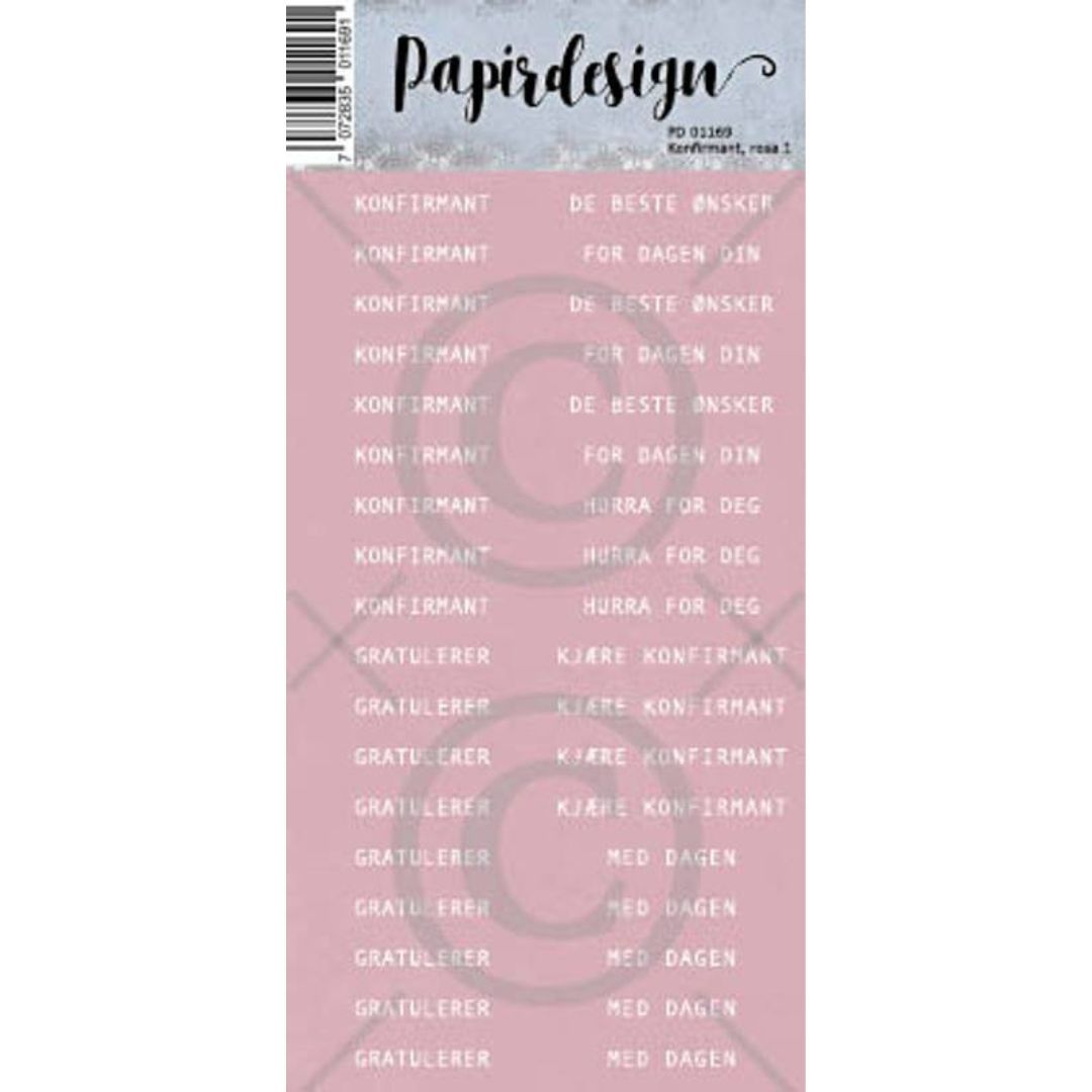 Papirdesign - Klistremerker - Konfirmant, rosa 1