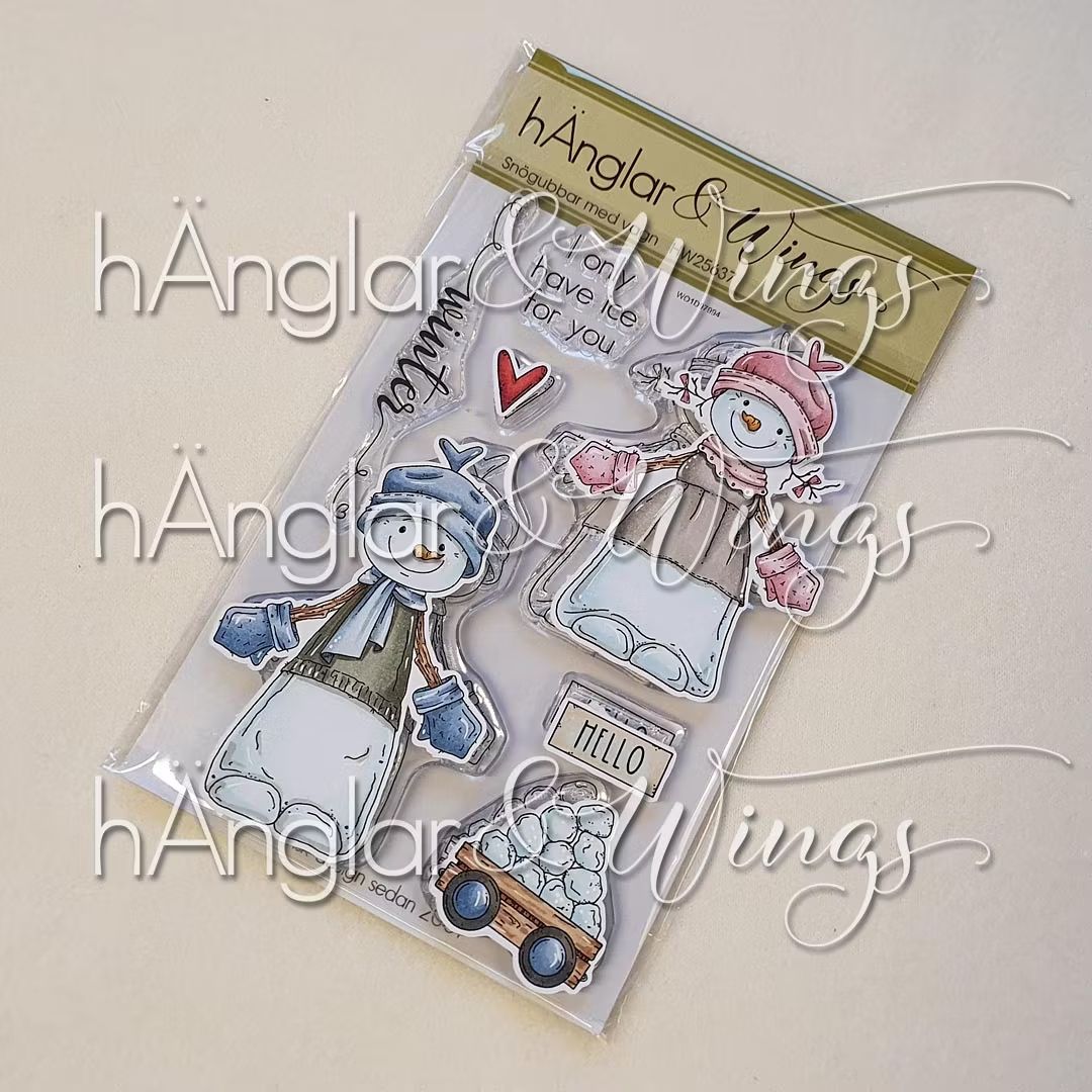 hÄnglar & Wings - A6 Clear Stamps - Snögubbar med vagn