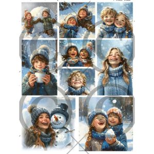 Papirdesign - Motivark A4 - Vinterbarn