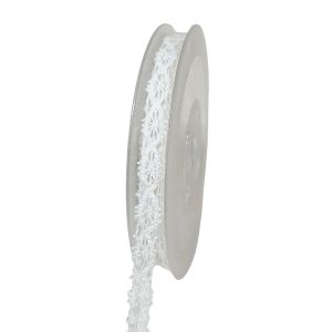 Poppy Lace Ribbon - 10mm - White (metervare)