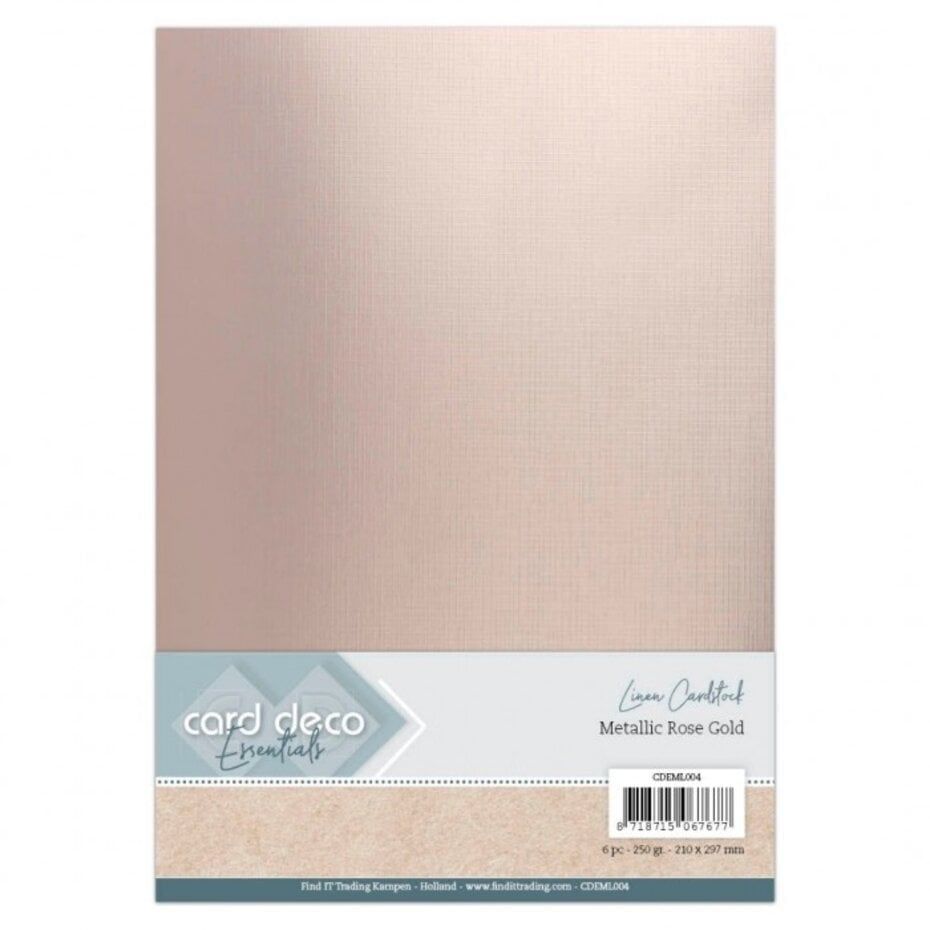 Card Deco | Linen Cardstock - A4 Metallic Rose Gold (6pk)