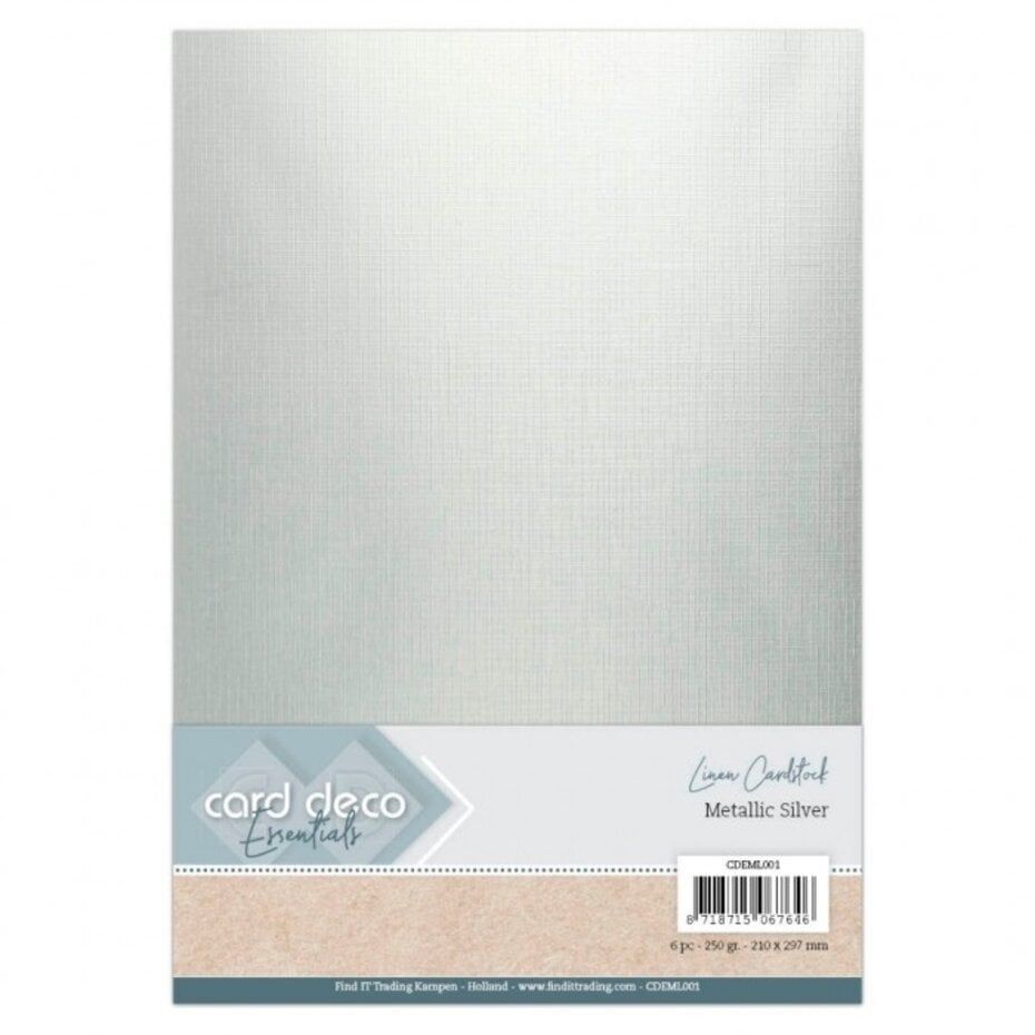 Card Deco | Linen Cardstock - A4 Metallic Silver (6pk)