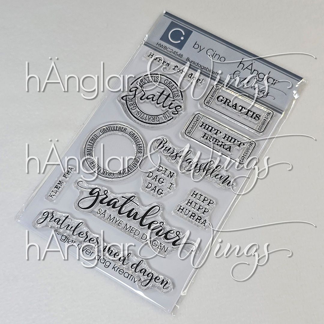by Cino | hÄnglar & Wings | A6 Clear Stamps - Bursdagsbillett