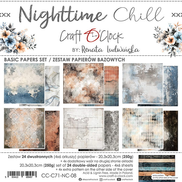 Craft O'Clock | 8x8 Basic Papers Set - Nighttime Chill