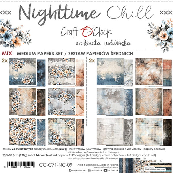 Craft O'Clock | 8x8 Mix Papers Set - Nighttime Chill
