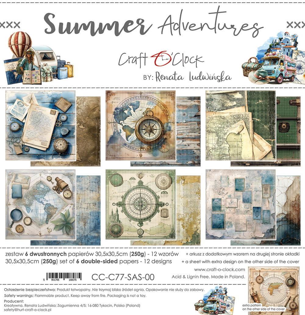 Craft O'Clock | 12x12 Papers Set - Summer Adventures