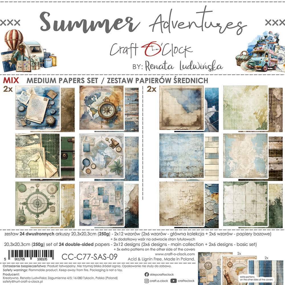 Craft O'Clock | 8x8 Mix Papers Set - Summer Adventures