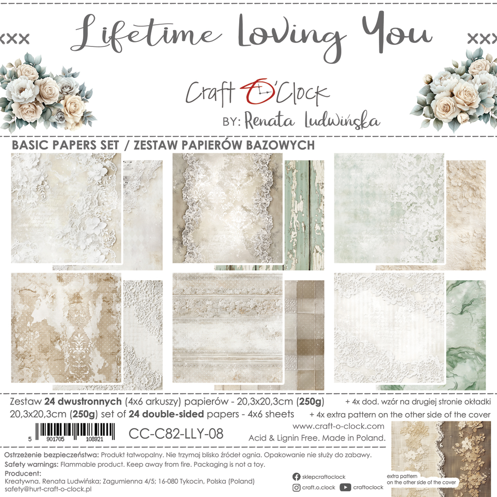 Craft O'Clock | 8x8 Basic Papers Set - Lifetime Loving You