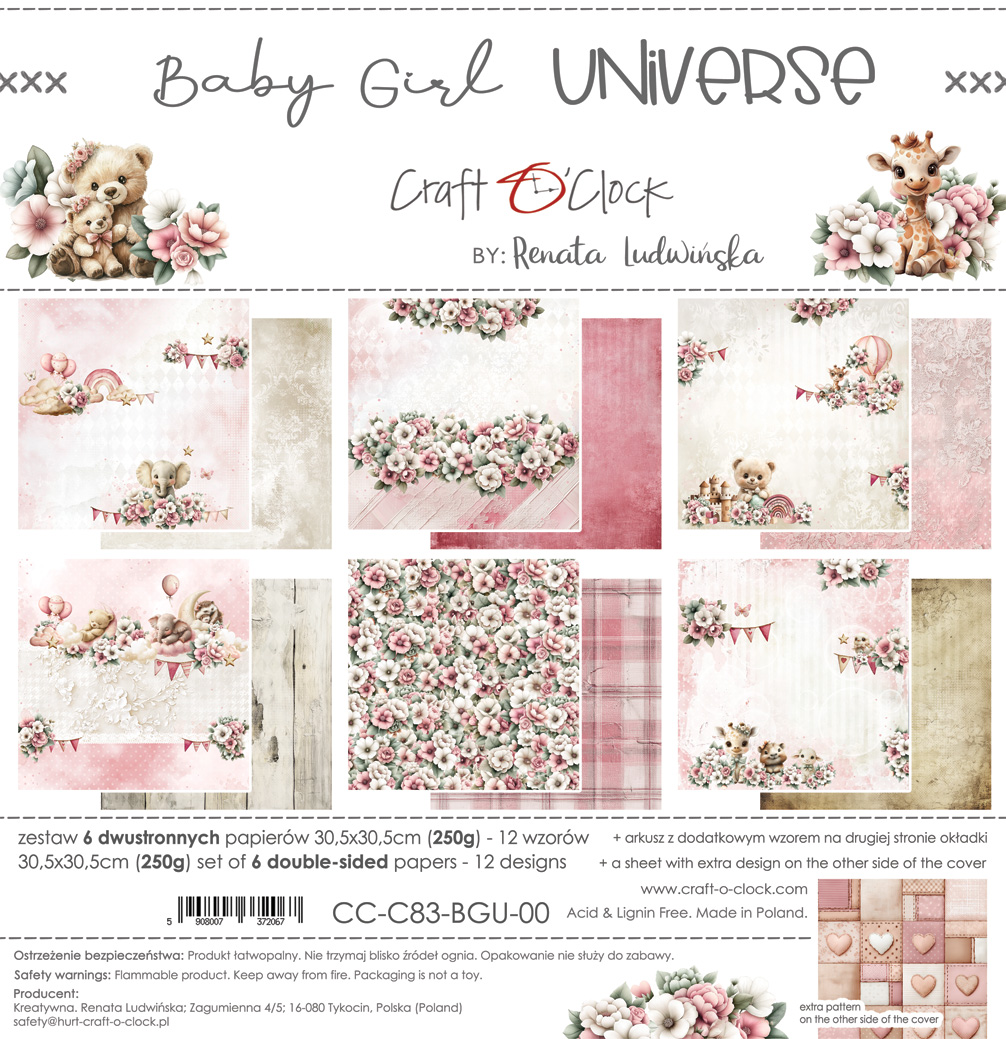 Craft O'Clock | 12x12 Papers Set - Baby Girl Universe