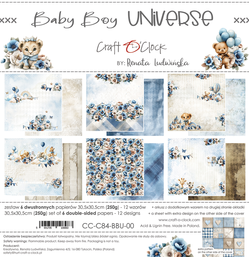 Craft O'Clock | 12x12 Papers Set - Baby Boy Universe