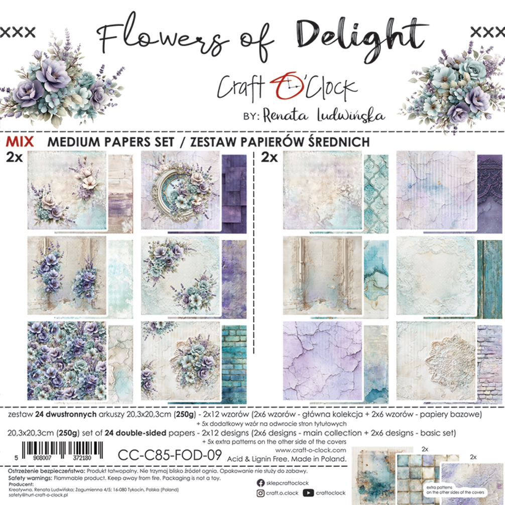 Craft O'Clock | 8x8 Mix Papers Set - Flowers of Delight