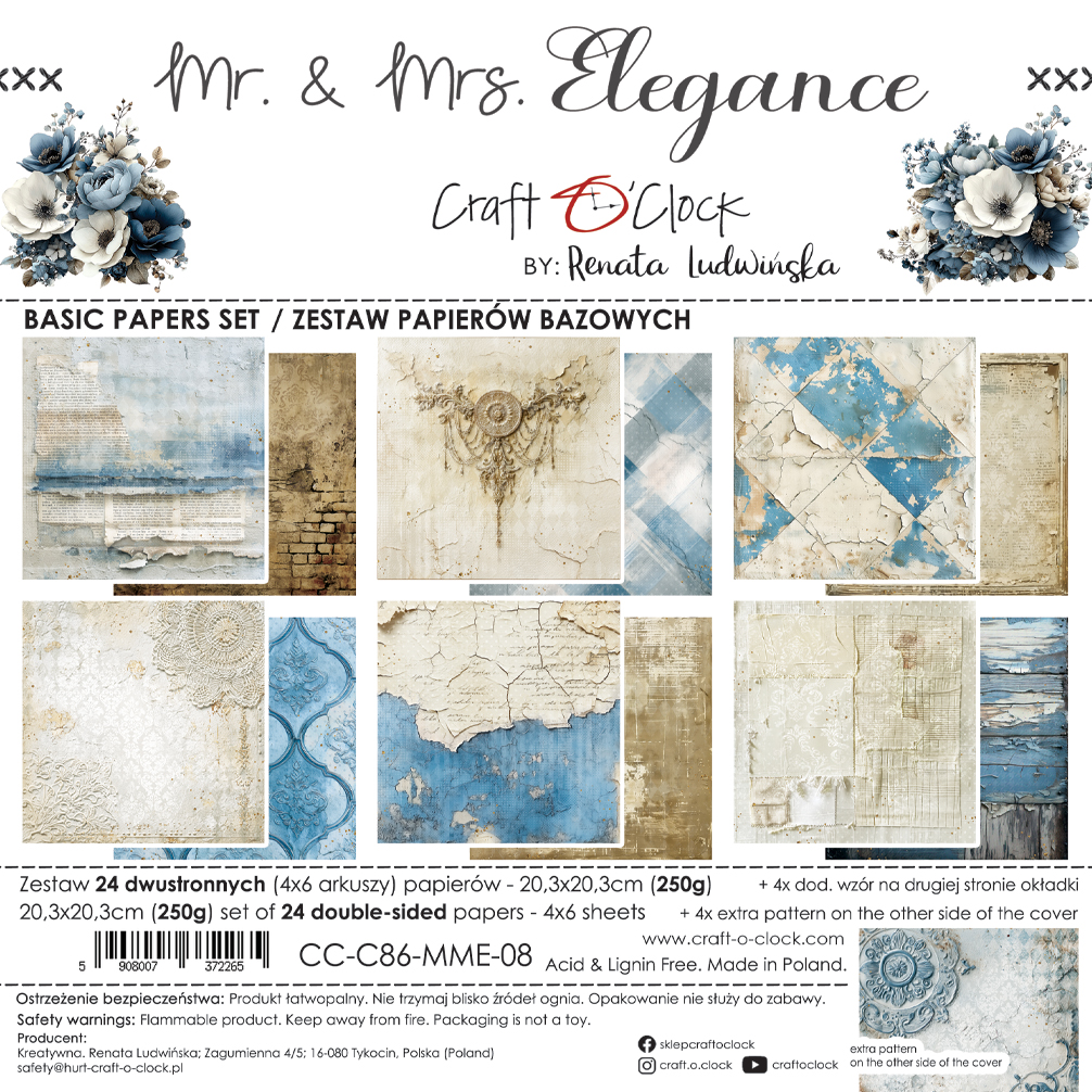 Craft O'Clock | 8x8 Basic Papers Set - Mr. & Mrs. Elegance