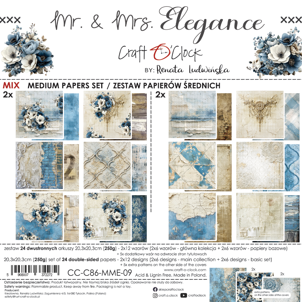 Craft O'Clock | 8x8 Mix Papers Set - Mr. & Mrs. Elegance