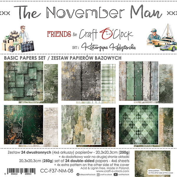 Craft O'Clock | 8x8 Basic Papers Set - The November Man