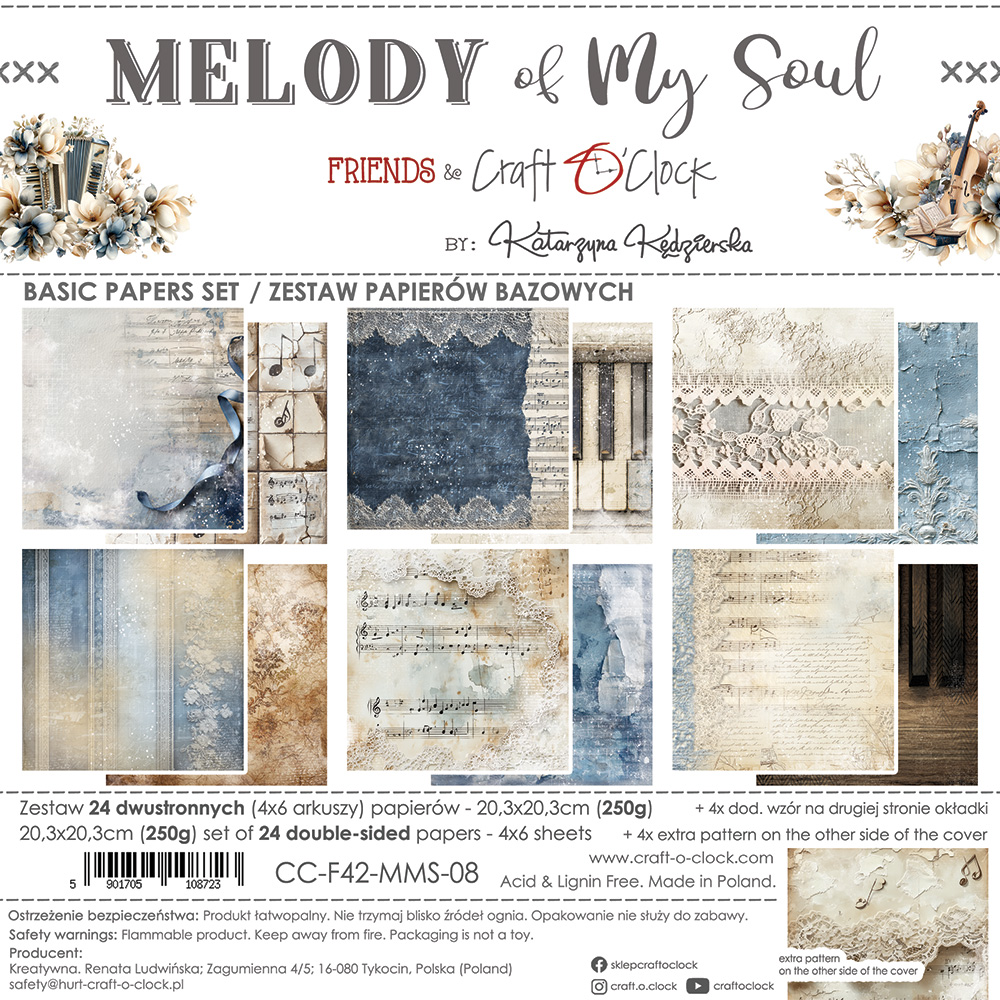 Craft O'Clock | 8x8 Basic Papers Set - Melody of My Soul