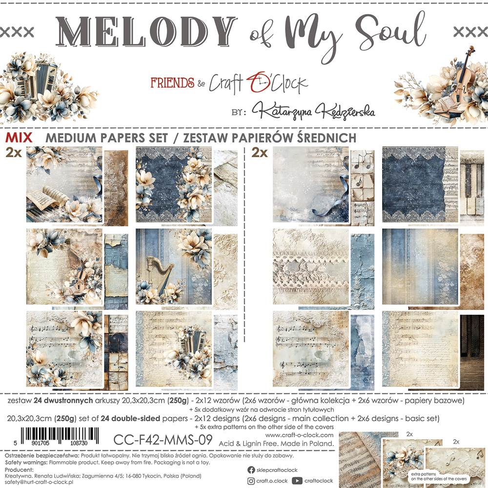 Craft O'Clock | 8x8 Mix Papers Set - Melody of My Soul