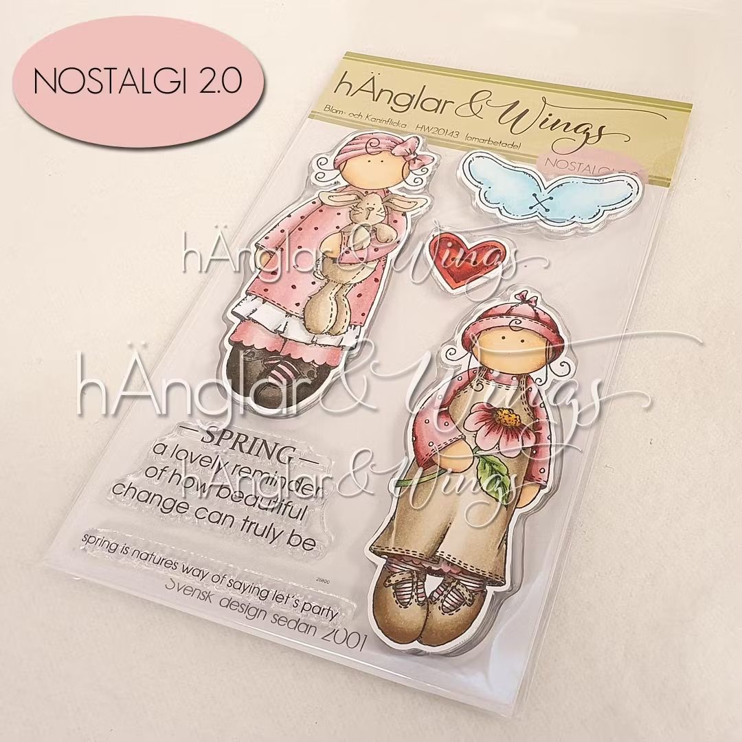 hÄnglar & Wings | A6 Clear Stamps - Blom- och Kaninflicka