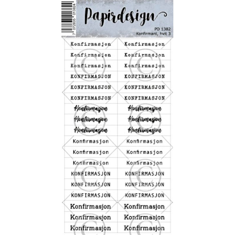 Papirdesign | Klistremerker - Konfirmant,  hvit 3